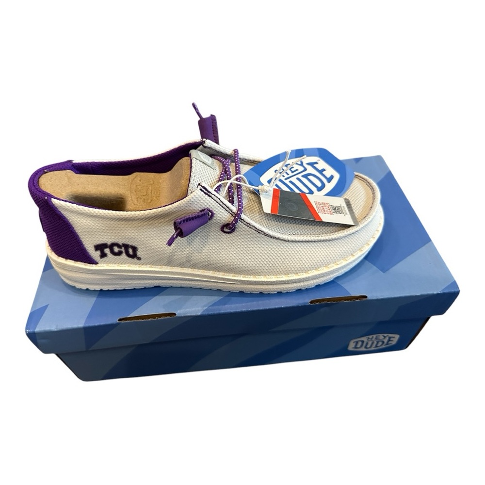 Hey Dude White and Purple Casual Shoes TCU Texas Christian university sz 6